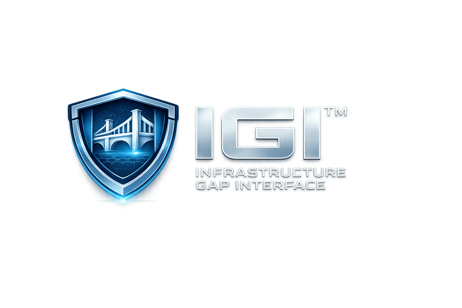 Digital infrastructure logo with glowing shield